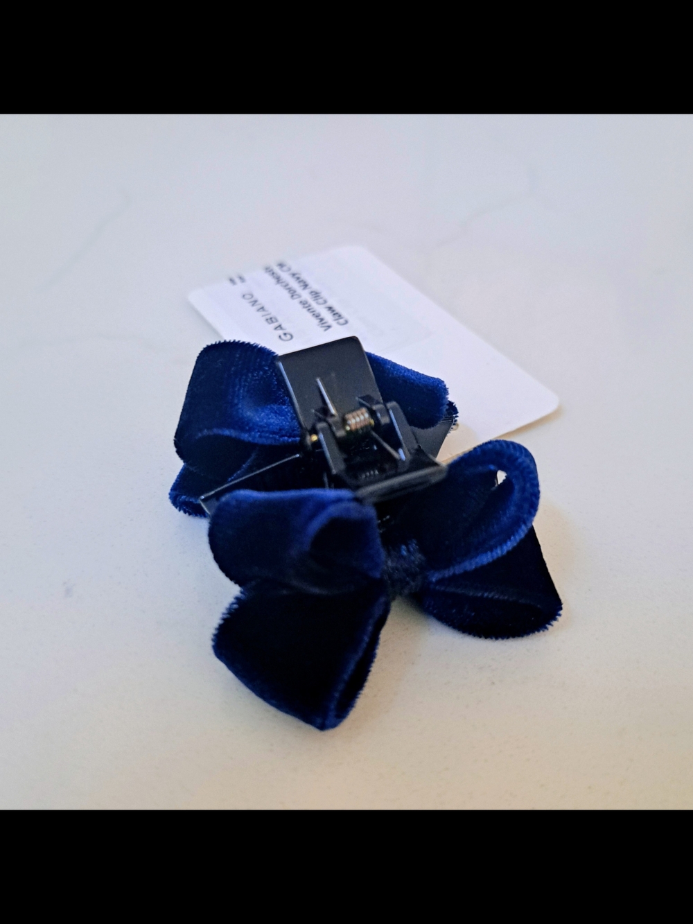 Navy Velvet Bow Claw Hair Clip